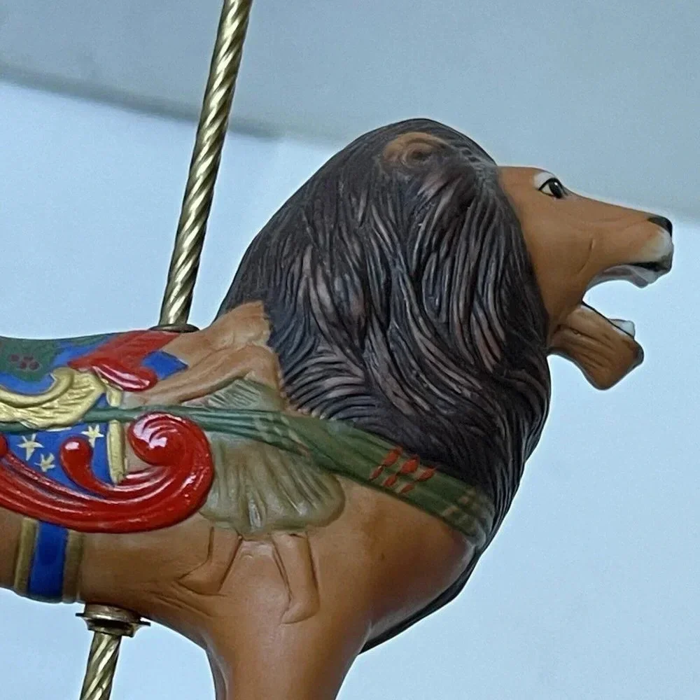 Vintage Lion Franklin Mint Treasury Of Carousel Art Porcelain 1988 Lion Decor